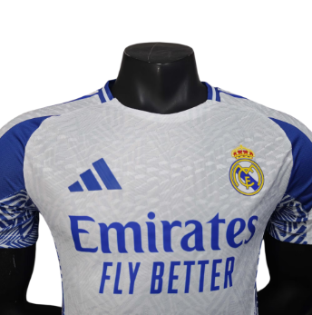 Real Madrid 2025-26 White & Blue Player Version Jersey – Size S–XXL – Custom Name & Number, Select Badges