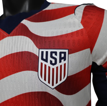 USA 2026 Long Sleeve Player Version Home Jersey – Size S–XXL – Custom Name & Number, Select Badges