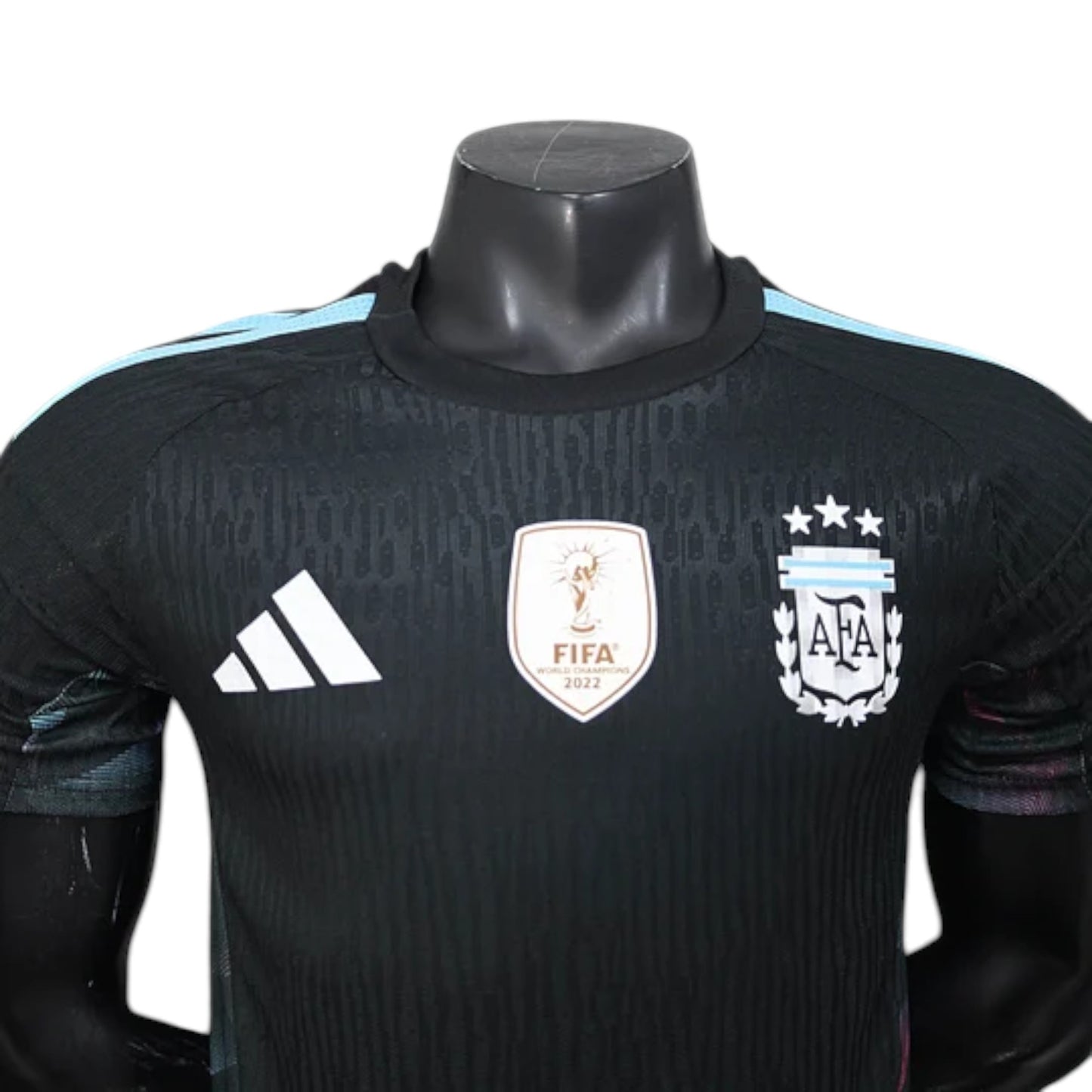GOATkitz Argentina 2026 black player version goalkeeper jersey with FIFA World Cup 2022 badge and AFA crest.