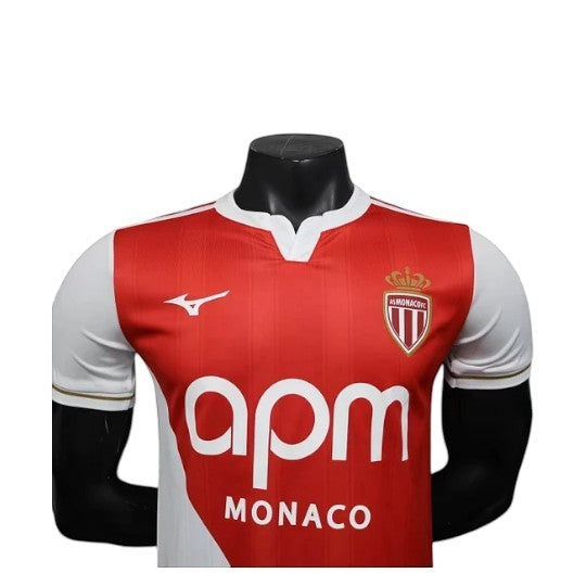 GOATkitz AS Monaco 2025-26 player version red and white football jersey with APM Monaco sponsor.