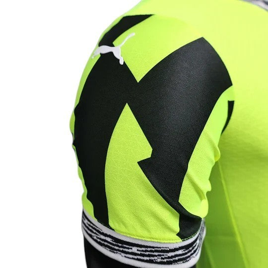 GOATkitz Borussia Dortmund 2025-26 Player Version neon yellow and green football jersey with black graphic details and Puma logo.