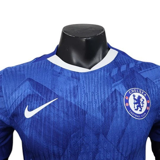 GOATkitz Chelsea 2025-26 adult player version home jersey in blue with white Nike logo and club crest.