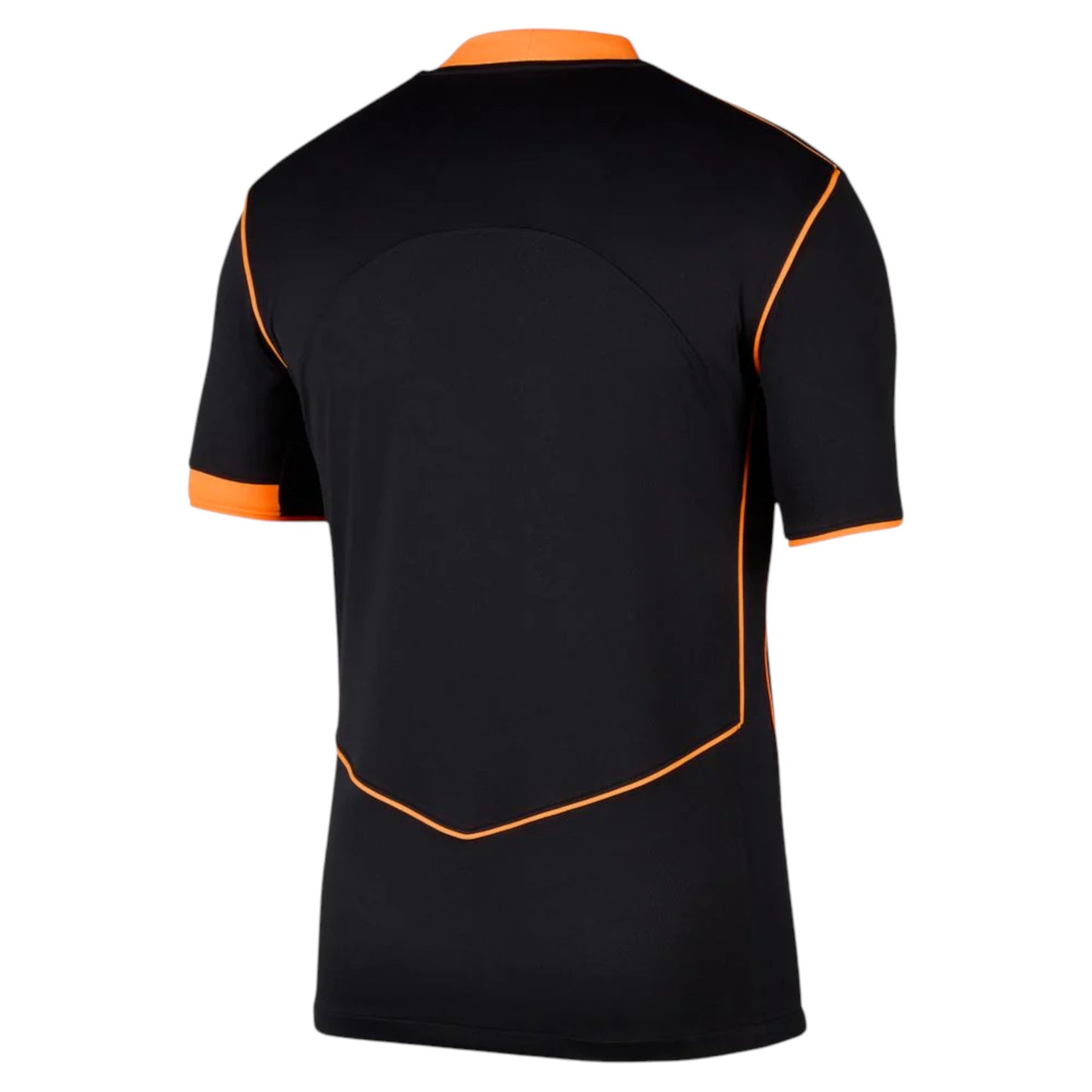 GOATkitz black Corinthians 2025-26 adult third jersey with orange trim and collar. Customizable fan version.