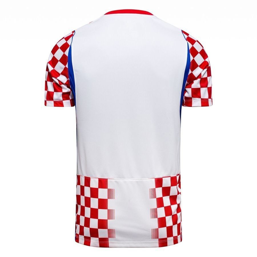 GOATkitz Croatia 2026 Adult Home Jersey, white with red and blue checkered sleeves and hem. Customizable.