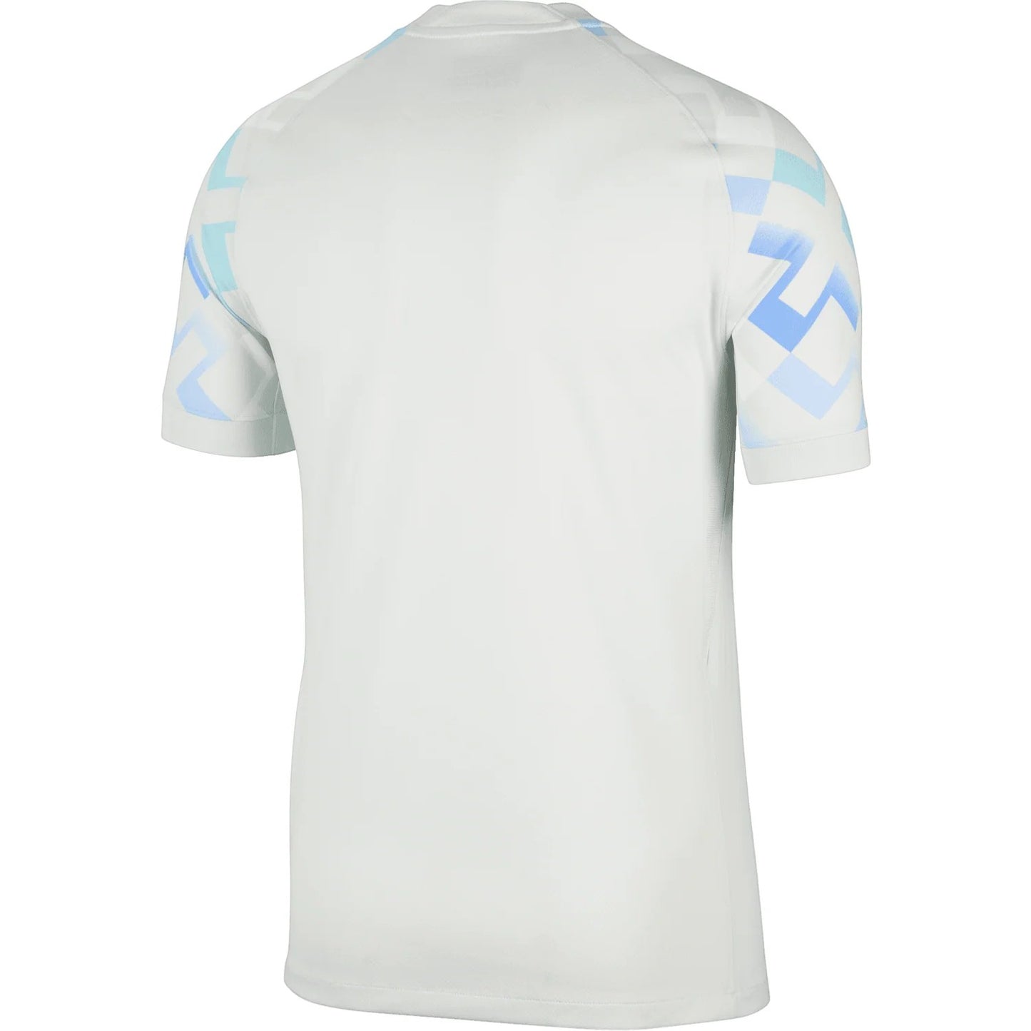 GOATkitz Inter Milan 2025-26 adult away jersey in white with light blue geometric pattern on sleeves. Short-sleeved, crew neck.