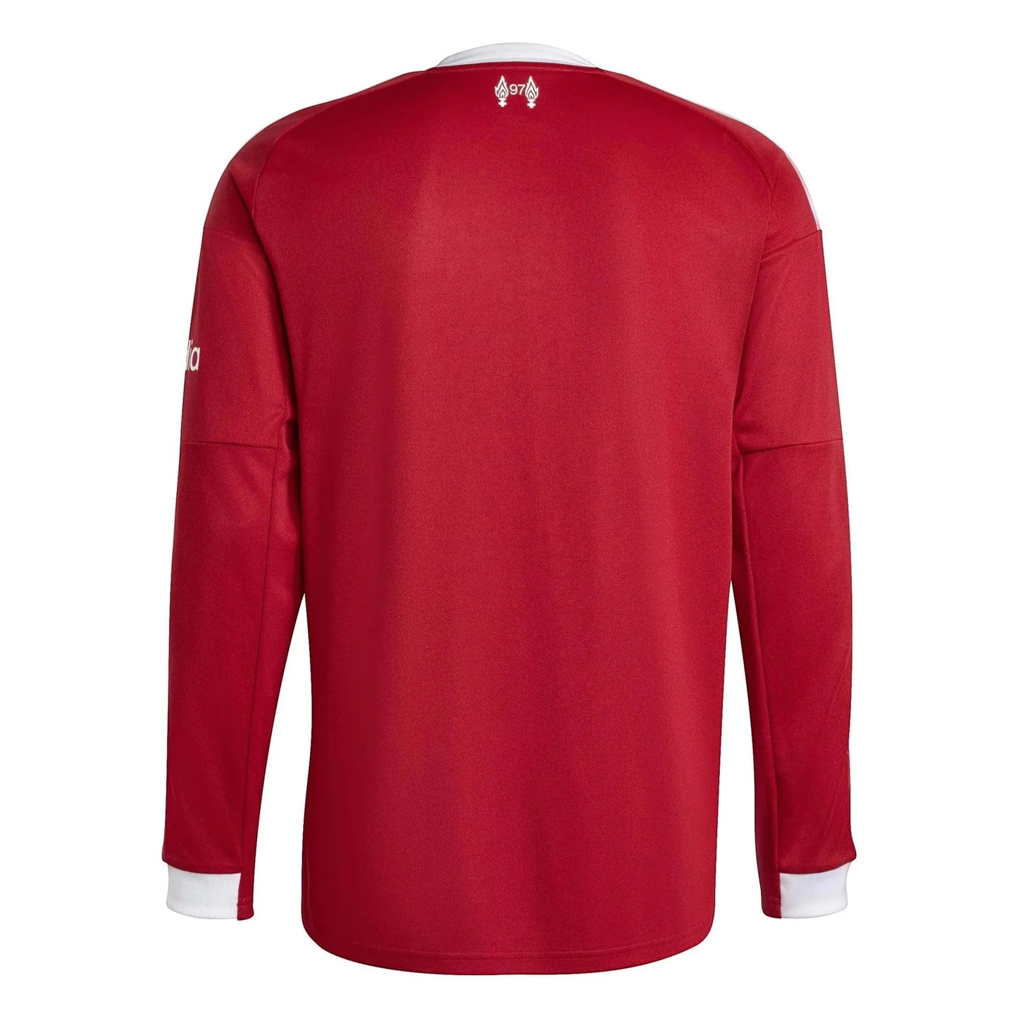 GOATkitz Liverpool 2025-26 adult home long sleeve jersey in red with white trim and collar. Features team crest detail.