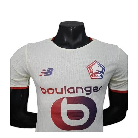 GOATkitz LOSC Lille 2025-26 player version away jersey, white with red trim, customizable name and number.