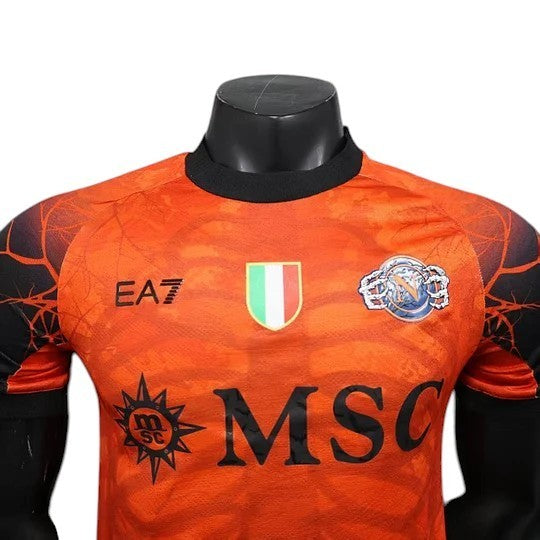 GOATkitz Napoli 2025-26 Halloween Orange Player Version Jersey with custom name/number option.
