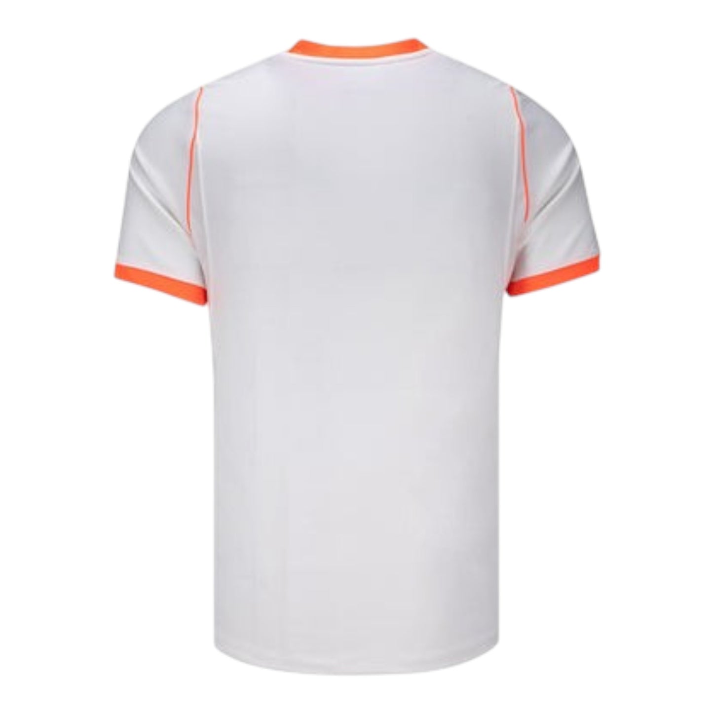 GOATkitz Netherlands 2026 adult away jersey, white with orange trim on collar and sleeves, fan version, customizable.