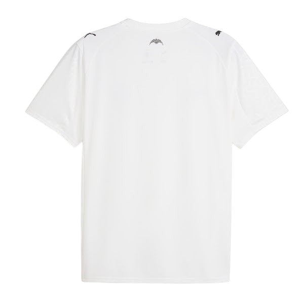 GOATkitz Valencia 2025-26 adult home jersey, white, short sleeves, crew neck, customizable with name and number.