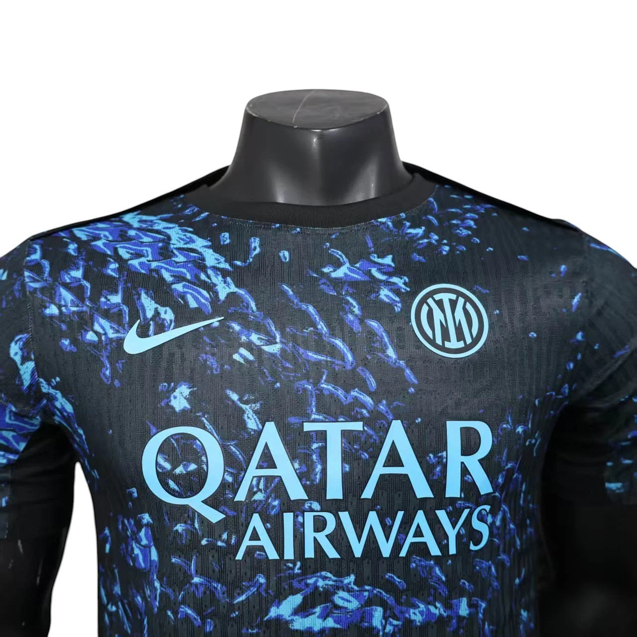 Inter Milan 2025-26 Player Version Pre-Match Black & Blue Jersey – Size S–XXL – Custom Name & Number, Select Badges