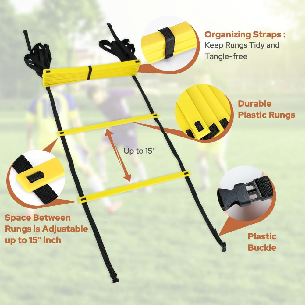 Pro Agility Ladder – 12 Rung 20ft Speed & Footwork Training Ladder with Carrying Bag