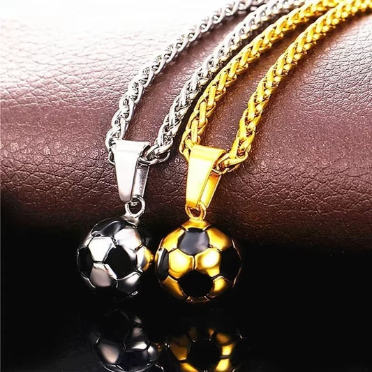 Soccer Ball Necklace Chain – Gold & Silver Football Pendant
