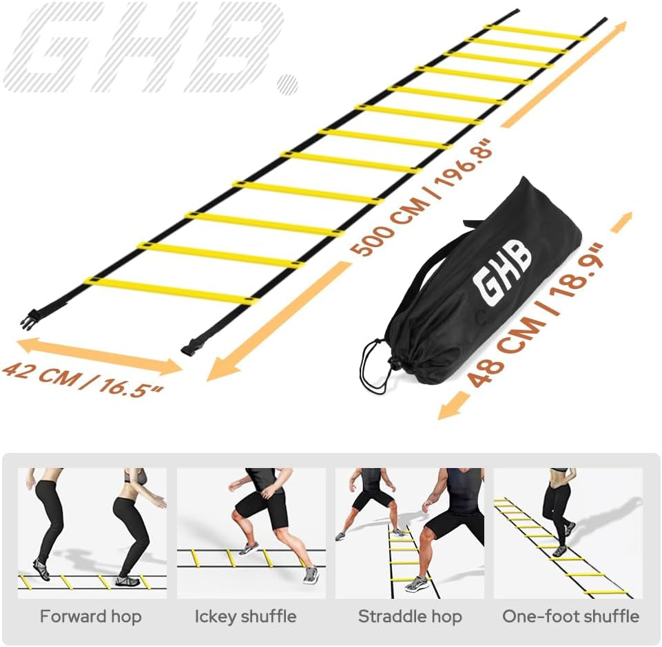 Pro Agility Ladder – 12 Rung 20ft Speed & Footwork Training Ladder with Carrying Bag