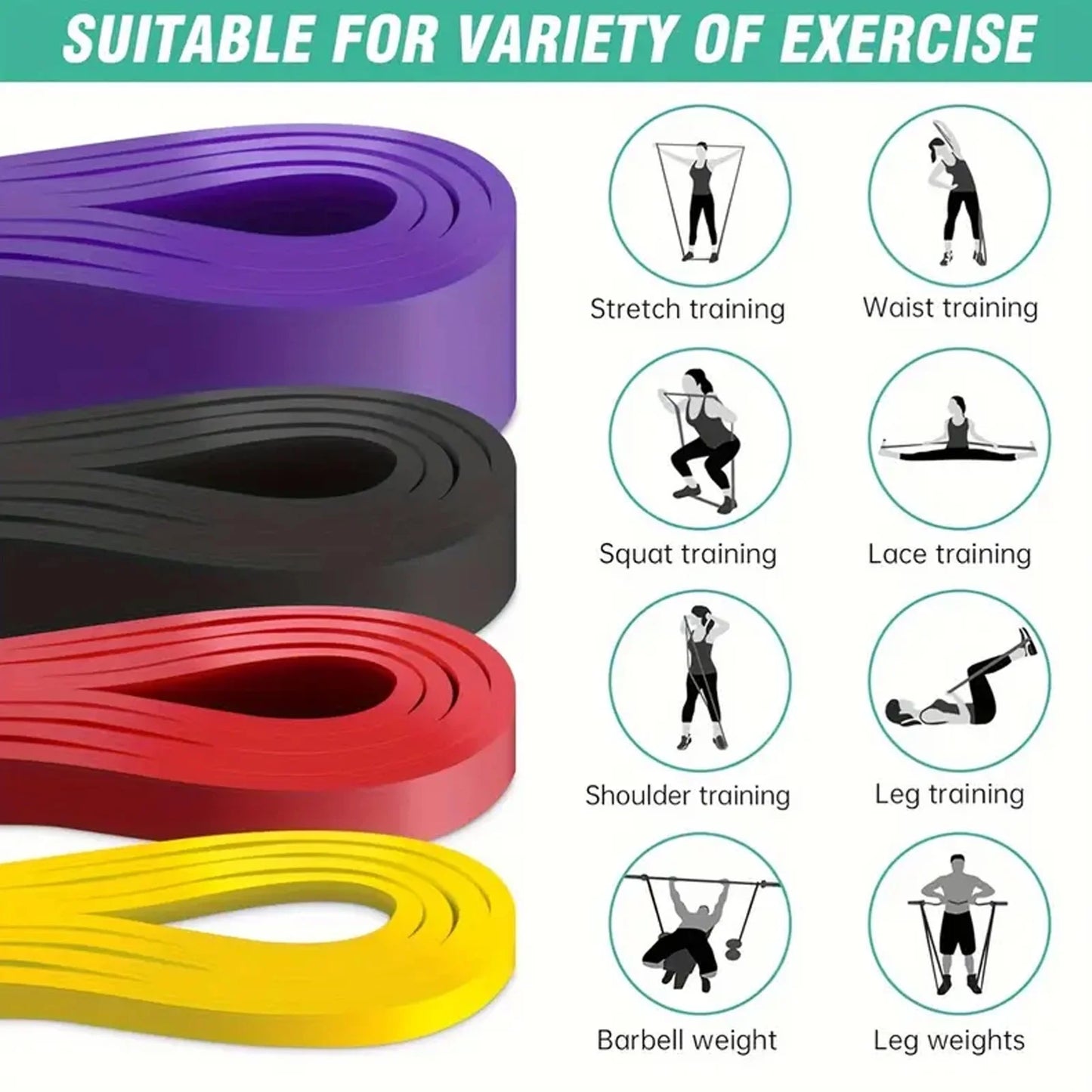 Resistance Bands, Pull-Up Assist Bands - Fitness Bands, Exercise Bands, Long Resistance Bands Set for Fitness, Training, Physical Therapy for Men and Women