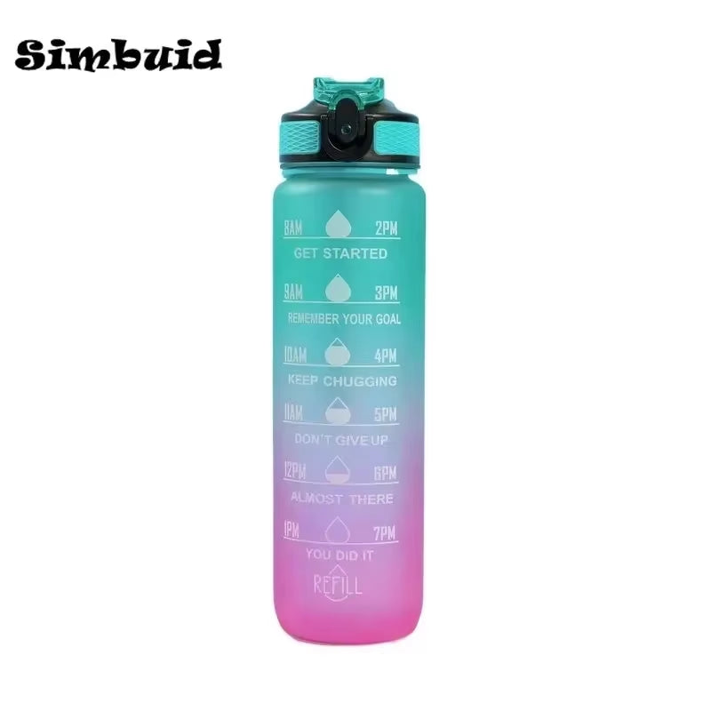 1L Sports Water Bottle – Leakproof Fitness Bottle with Straw