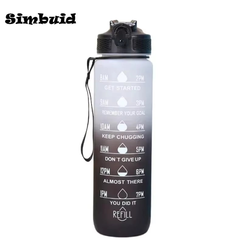 1L Sports Water Bottle – Leakproof Fitness Bottle with Straw