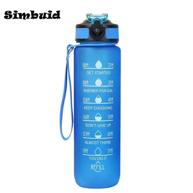 1L Sports Water Bottle – Leakproof Fitness Bottle with Straw