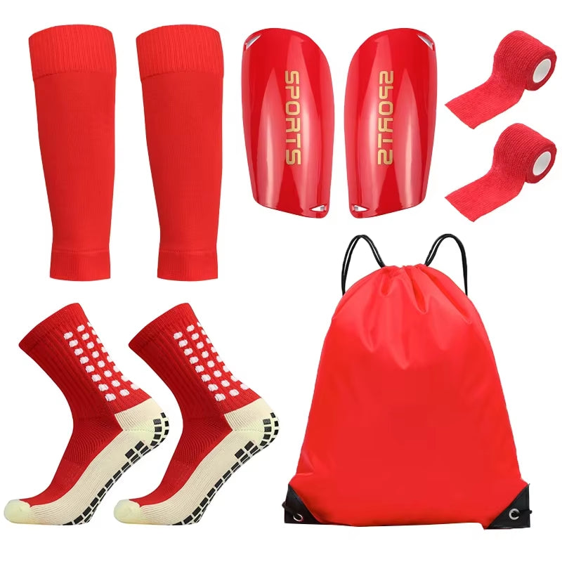 5-Piece Soccer Training Set – Socks, Shin Pads, Leg Covers & Bandages with Bag