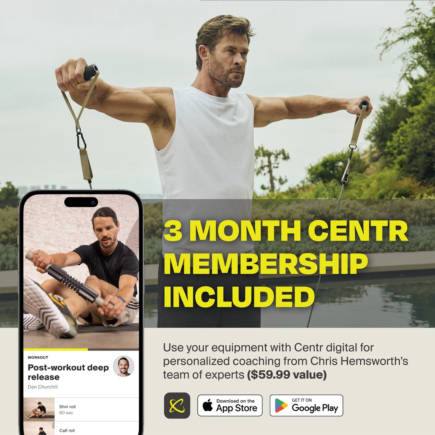 6-Piece Muscle Recovery Kit – Foam Roller, Massage Tools & Stretch Strap by Chris Hemsworth