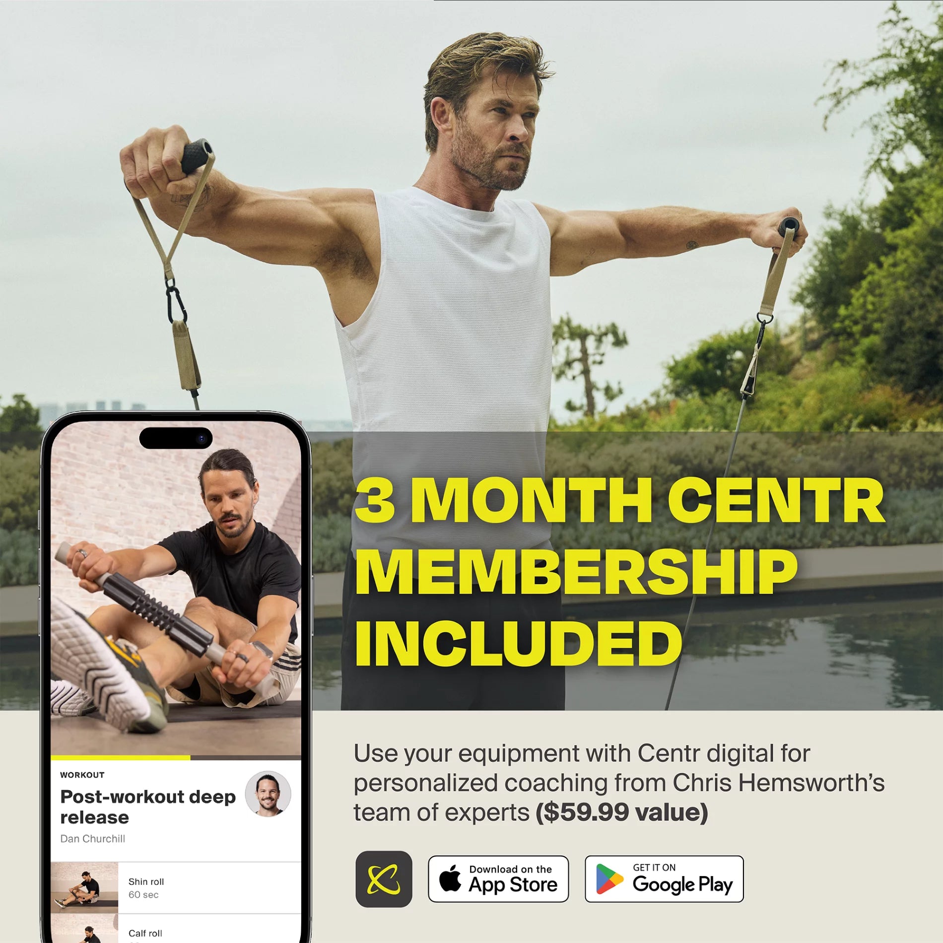 6-Piece Muscle Recovery Kit – Foam Roller, Massage Tools & Stretch Strap by Chris Hemsworth