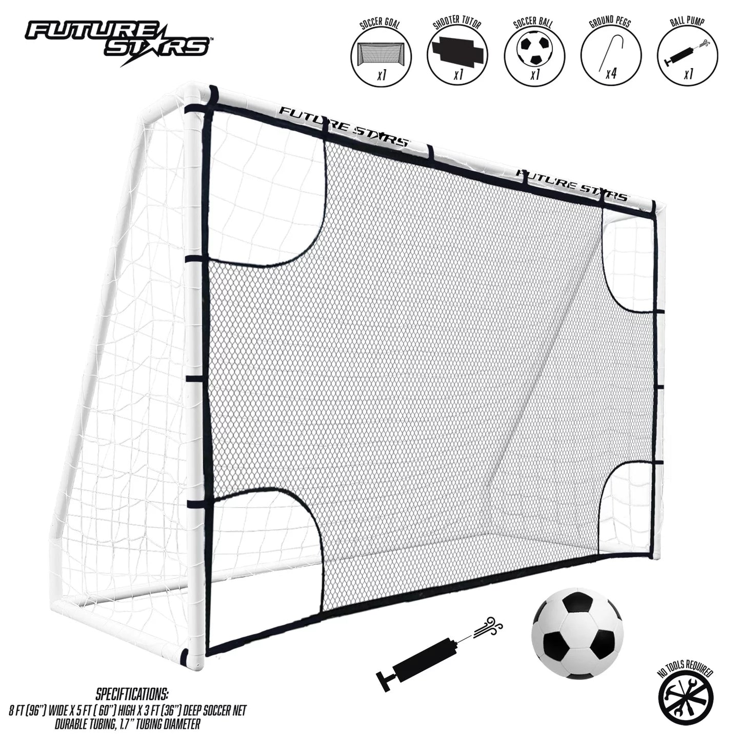 Pro 8FT Soccer Goal Training Kit – Goal, Shooter Tutor, Ball & Pump Set