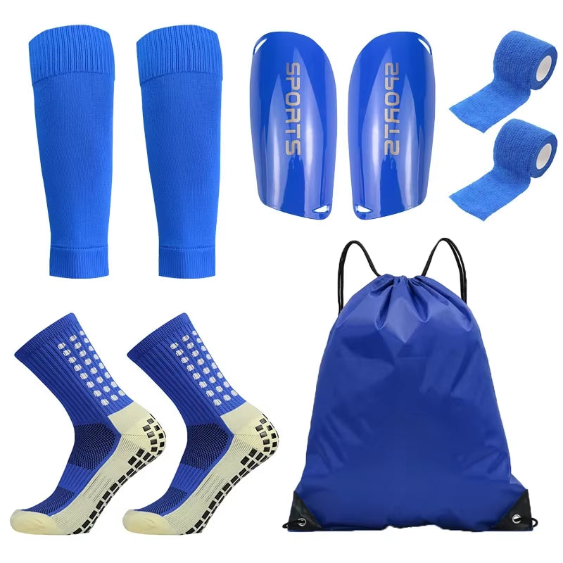 5-Piece Soccer Training Set – Socks, Shin Pads, Leg Covers & Bandages with Bag