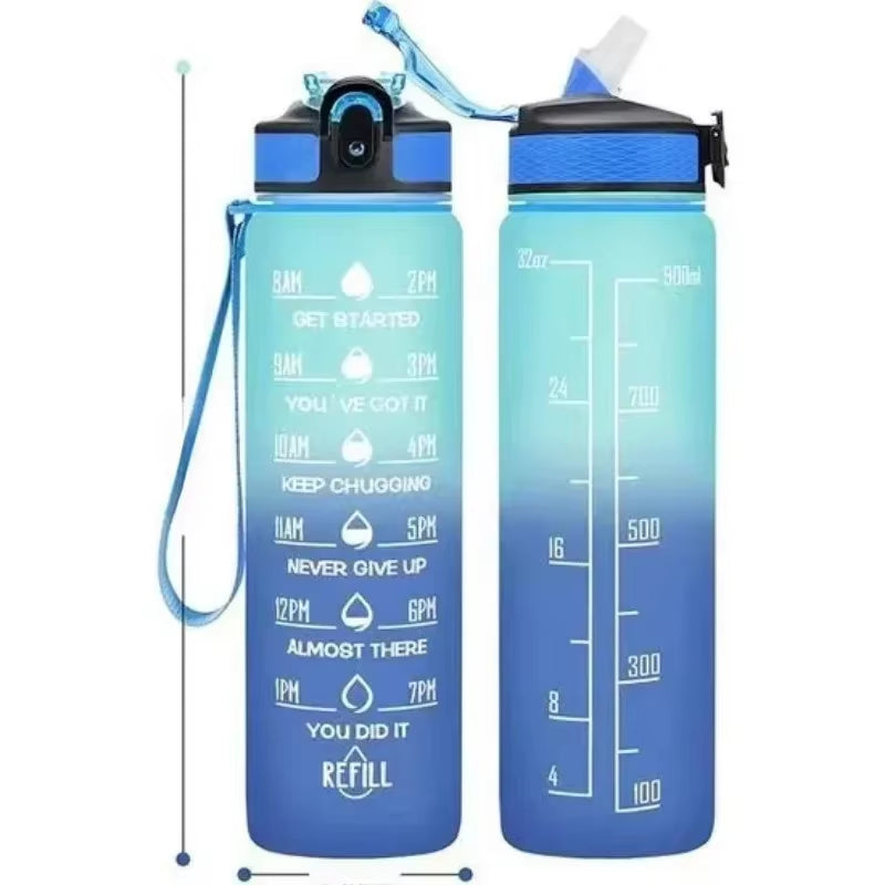 1L Sports Water Bottle – Leakproof Fitness Bottle with Straw