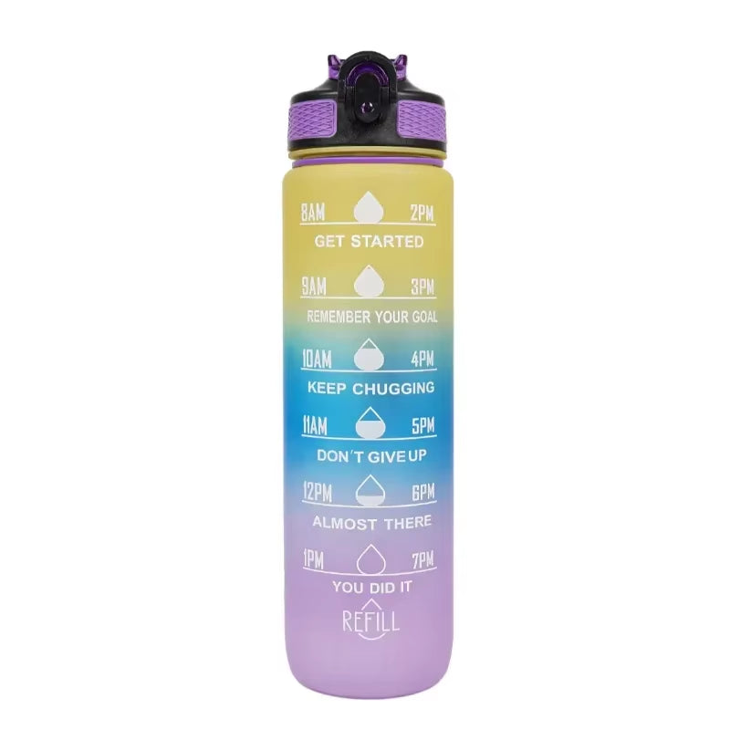 1L Sports Water Bottle – Leakproof Fitness Bottle with Straw