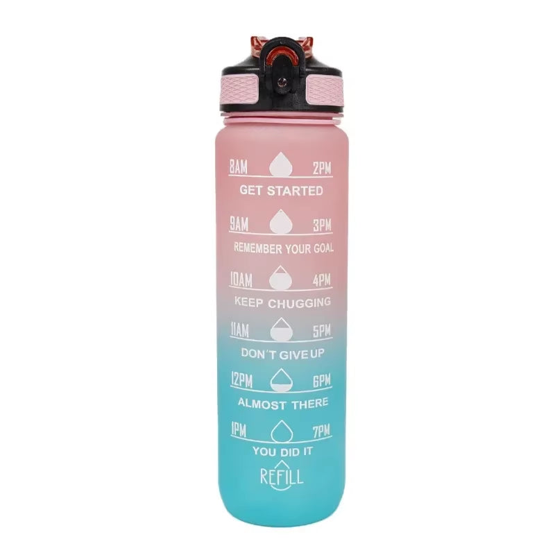 1L Sports Water Bottle – Leakproof Fitness Bottle with Straw