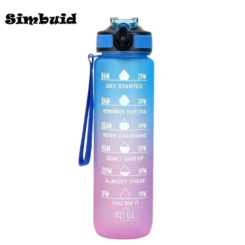 1L Sports Water Bottle – Leakproof Fitness Bottle with Straw