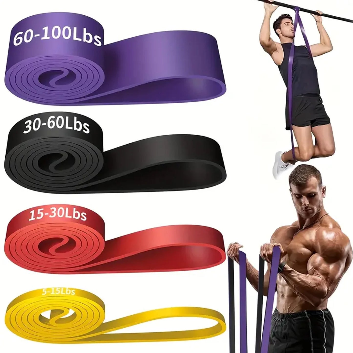 Resistance Bands, Pull-Up Assist Bands - Fitness Bands, Exercise Bands, Long Resistance Bands Set for Fitness, Training, Physical Therapy for Men and Women