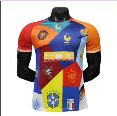 World Cup 2026 Multi-Team Collage Player Version Jersey – Size S–XXL – Custom Name & Number, Select Badges