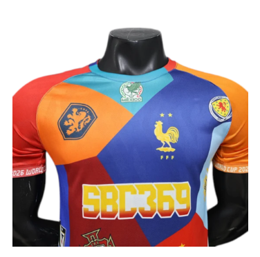 World Cup 2026 Multi-Team Collage Player Version Jersey – Size S–XXL – Custom Name & Number, Select Badges