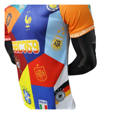 World Cup 2026 Multi-Team Collage Player Version Jersey – Size S–XXL – Custom Name & Number, Select Badges