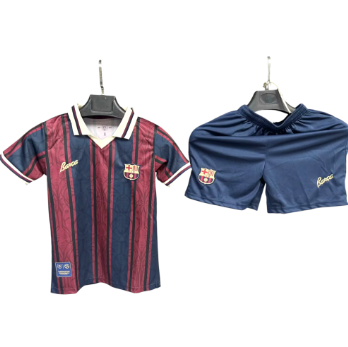 Barcelona 2025-26 Modernist 125th Anniversary Kids Jersey + Shorts – Sizes 16–28 – Custom Name & Number, Select Badges