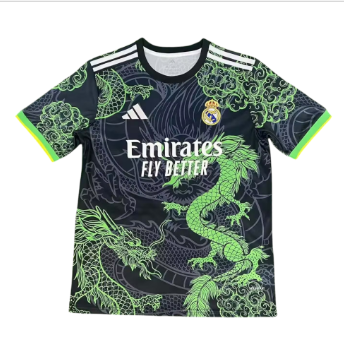 Real Madrid 2025-26 Black & Green Dragon Player Version Jersey – Size S–XXL – Custom Name & Number, Select Badges