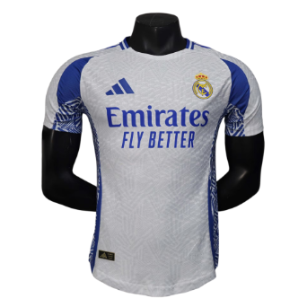 Real Madrid 2025-26 White & Blue Player Version Jersey – Size S–XXL – Custom Name & Number, Select Badges