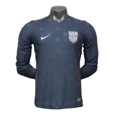 USA 2026 Long Sleeve Player Version Away Jersey – Size S–XXL – Custom Name & Number, Select Badges