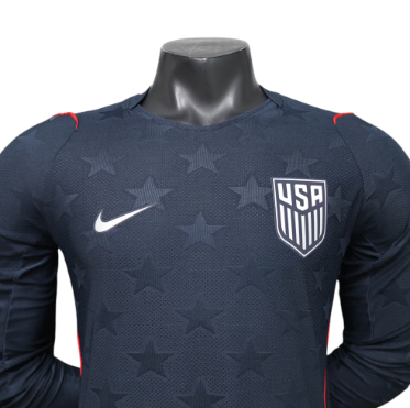 USA 2026 Long Sleeve Player Version Away Jersey – Size S–XXL – Custom Name & Number, Select Badges