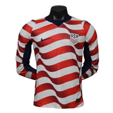 USA 2026 Long Sleeve Player Version Home Jersey – Size S–XXL – Custom Name & Number, Select Badges