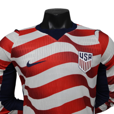 USA 2026 Long Sleeve Player Version Home Jersey – Size S–XXL – Custom Name & Number, Select Badges