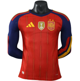 Spain 2026 2 Stars Long Sleeve Player Version Home Jersey – Size S–XXL – Custom Name & Number, Select Badges