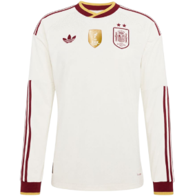 Spain 2026 2 Stars Long Sleeve Adult Away Jersey – Size S–XXL – Custom Name & Number, Select Badges