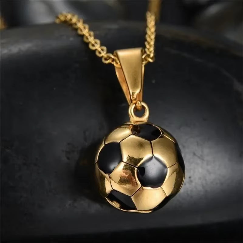 Soccer Ball Necklace Chain – Gold & Silver Football Pendant
