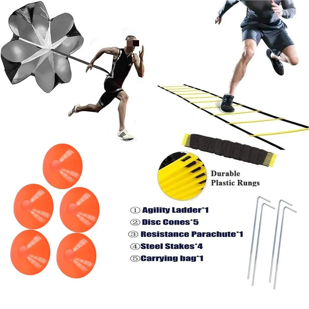 20FT Agility Ladder Training Set – Speed Ladder, Parachute, Cones & Bag