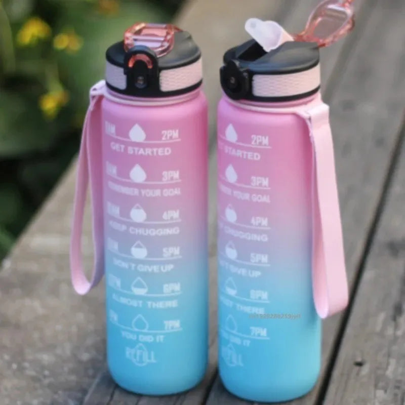 1L Sports Water Bottle – Leakproof Fitness Bottle with Straw