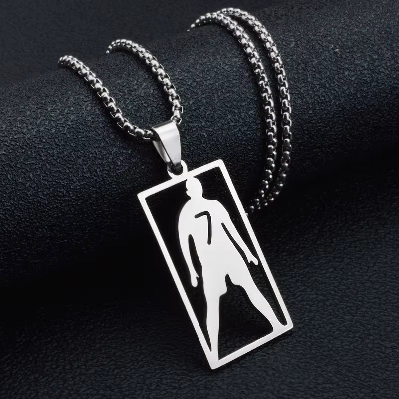 CR7 “SUI” Necklace or Keychain – Stainless Steel Ronaldo Silhouette Pendant