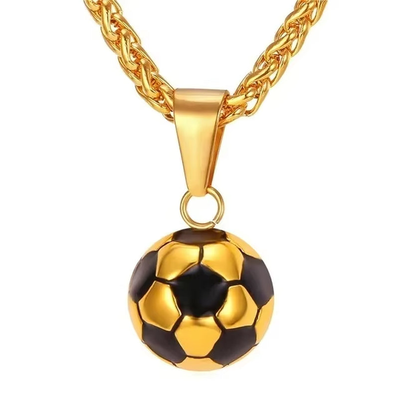Soccer Ball Necklace Chain – Gold & Silver Football Pendant
