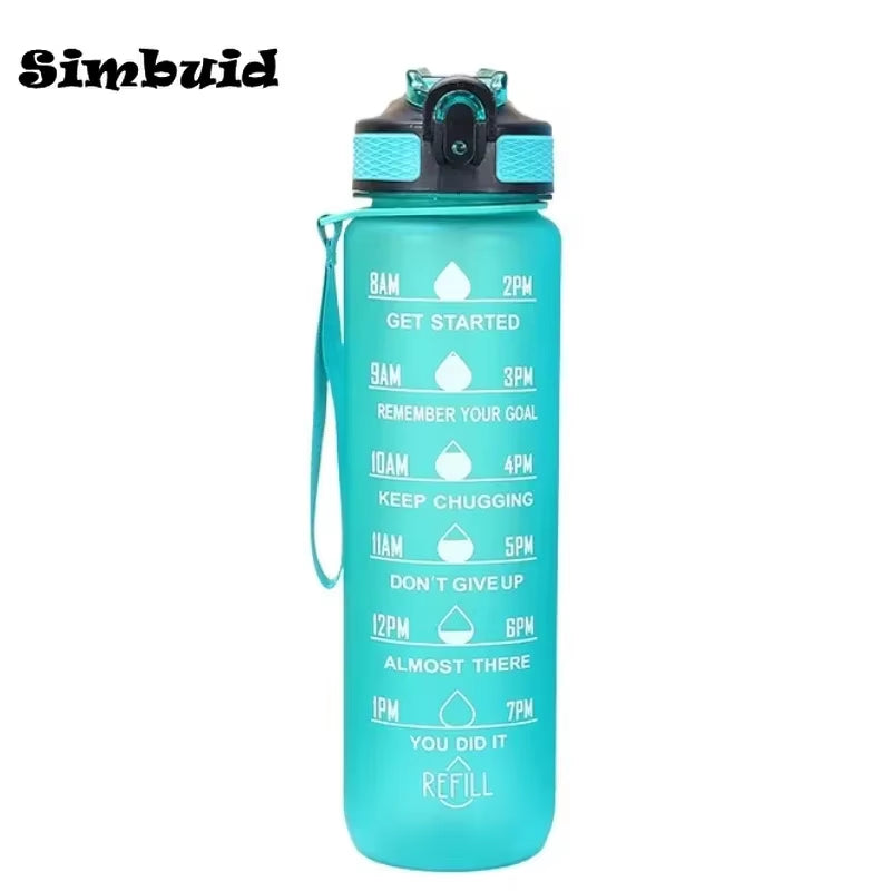 1L Sports Water Bottle – Leakproof Fitness Bottle with Straw